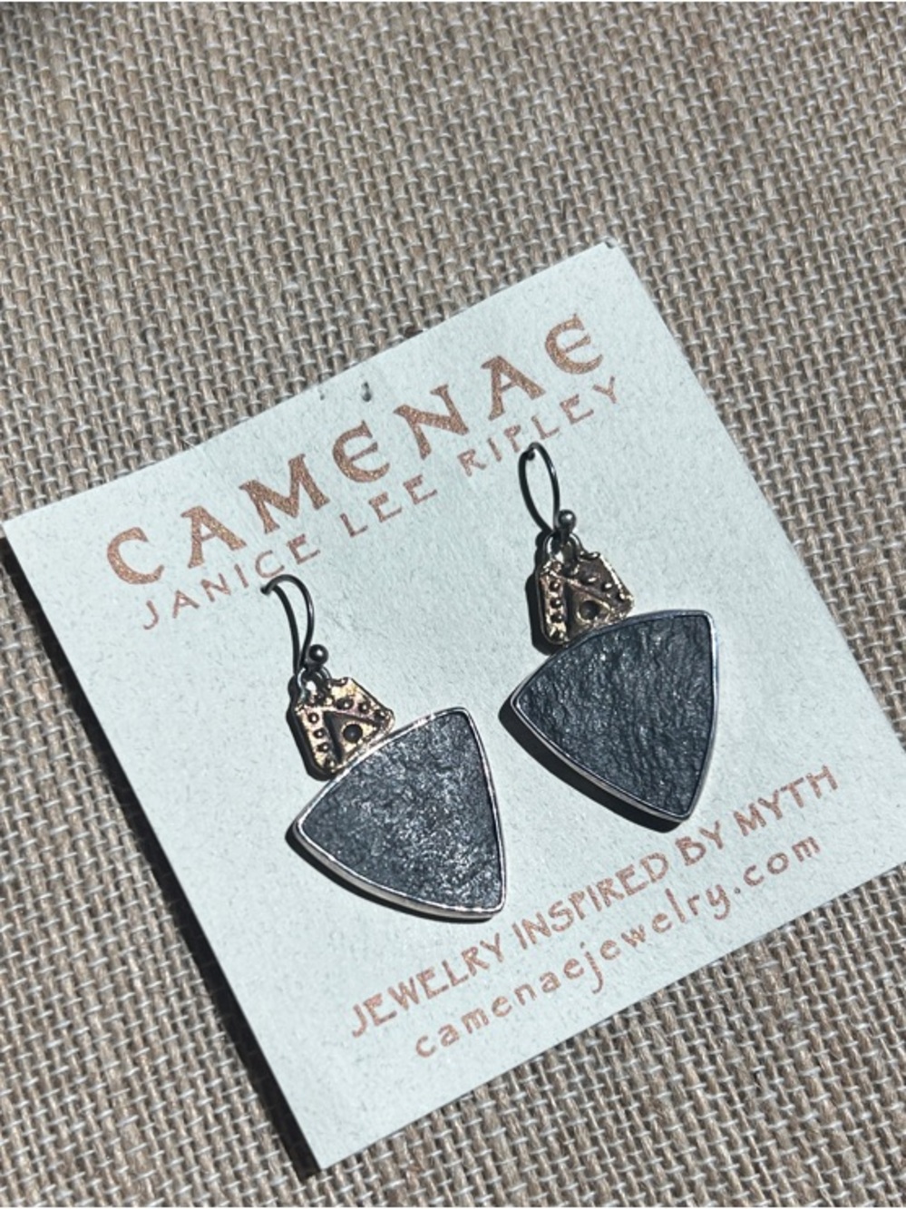 Two-Tone Triangle Drop Earrings - Silver & Gold